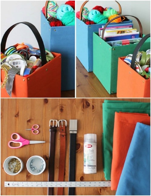 Repurposed Cardboard Belted Storage Tote